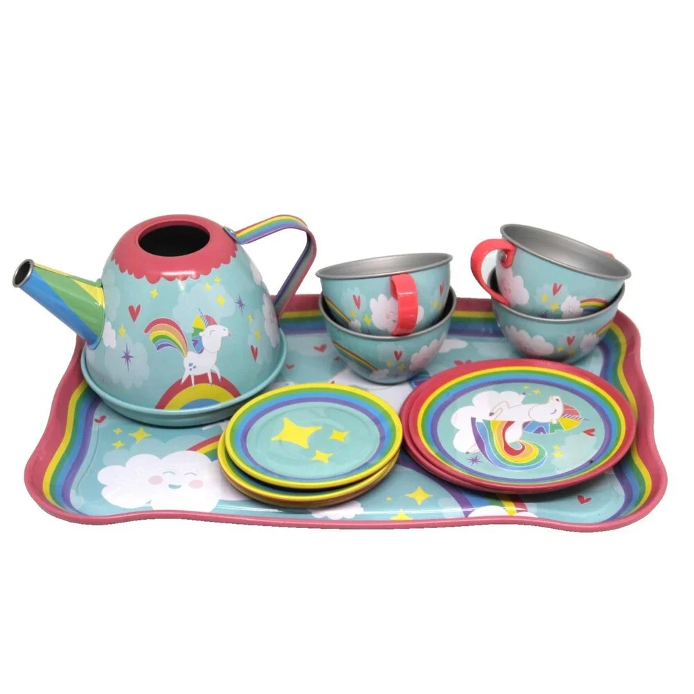 Schylling 14 Piece Unicorn Tin Set Children's Pretend Play Set 2017